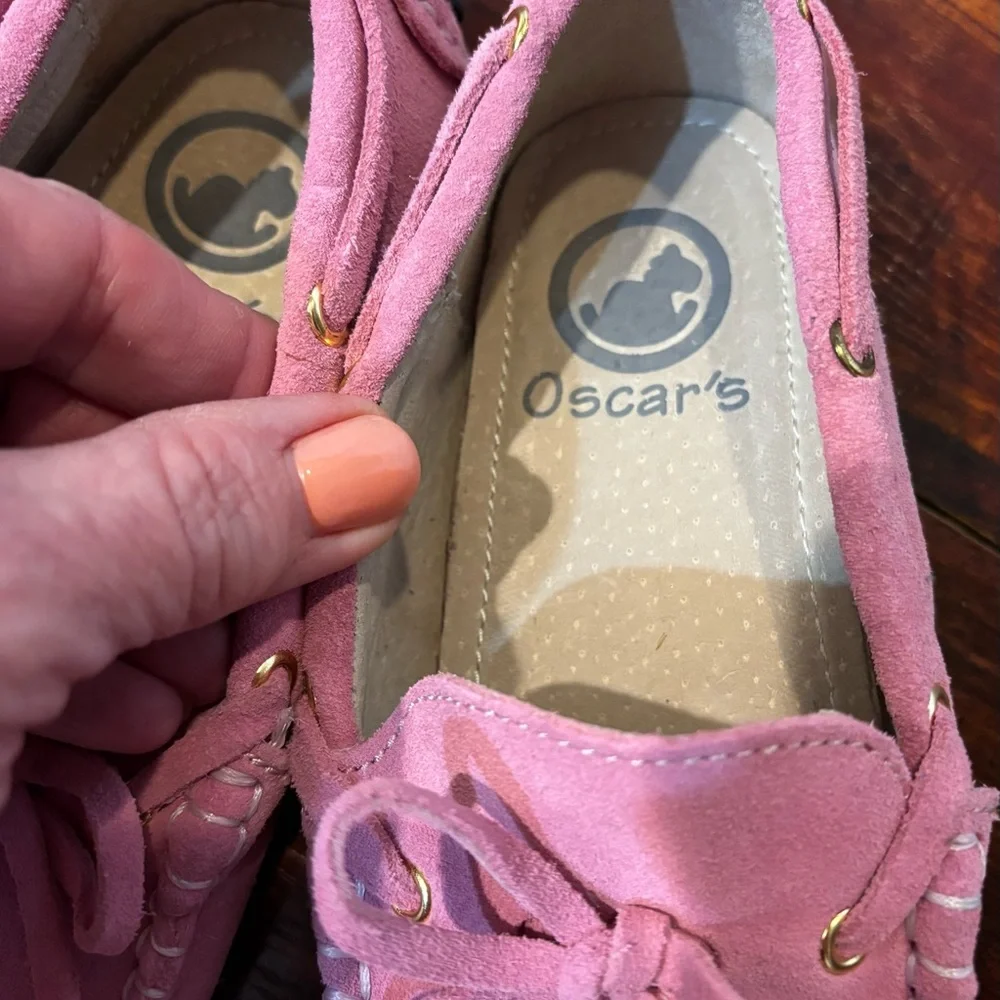 Oscar’s For Kids Capri Pink Leather Suede Loafers — Size 13